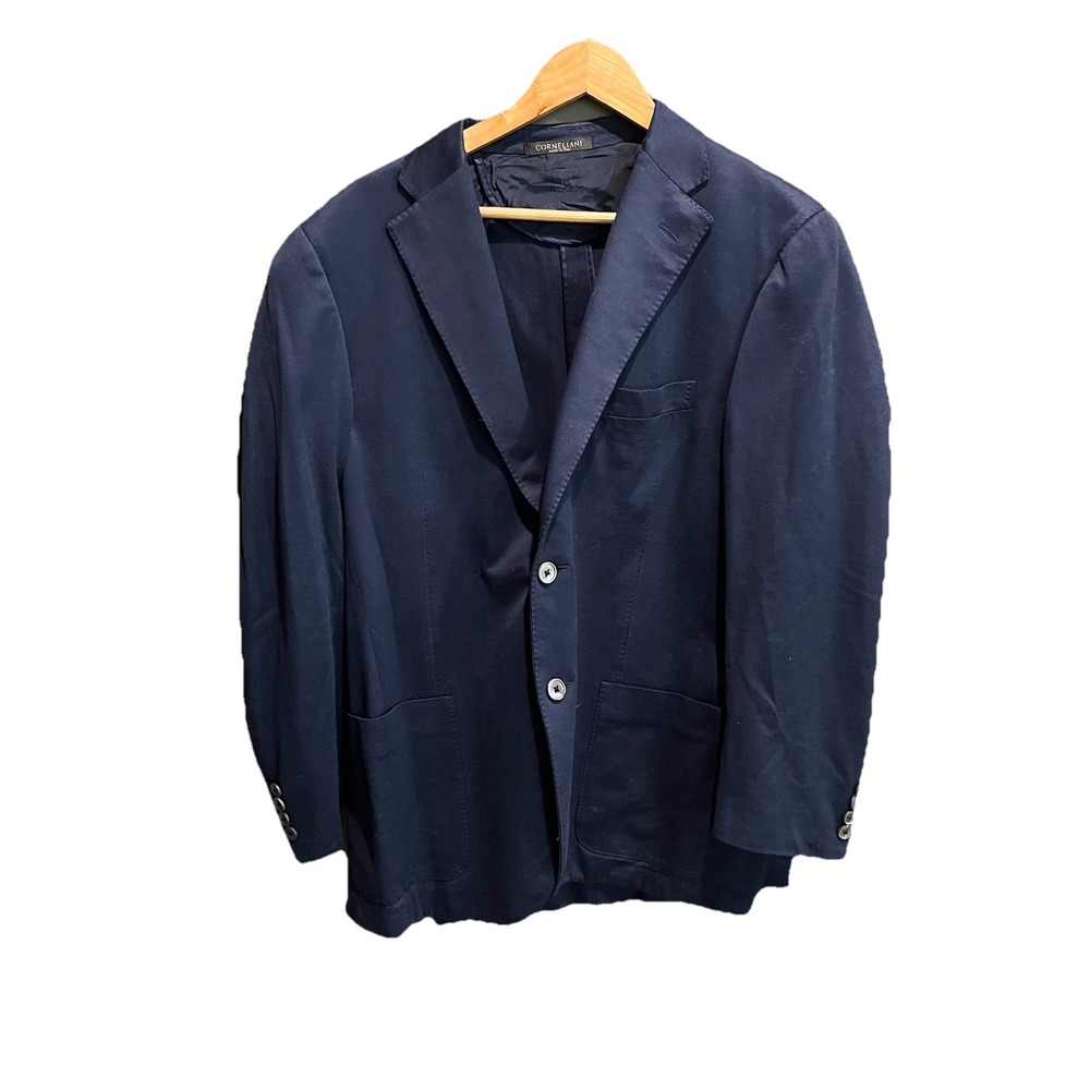 Corneliani Navy Cotton Men's Unstructured 2-Button Sports Blazer Size 52R